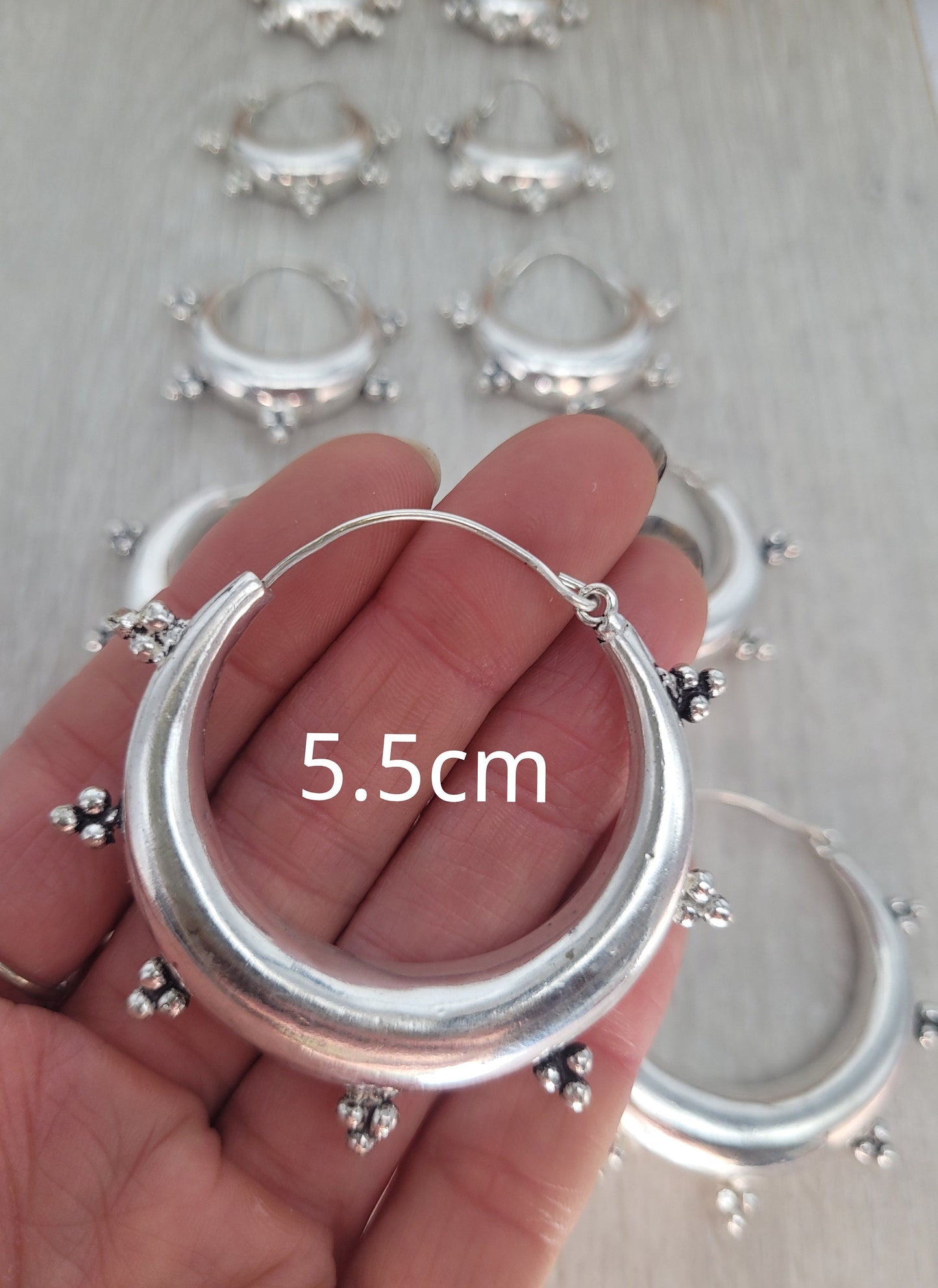 Silver chunky lightweight hoops / Small hoops / Large earrings / Gypsy / Bohemian / Boho / Ethnic hoops / Detailed / Hoops/ Unique