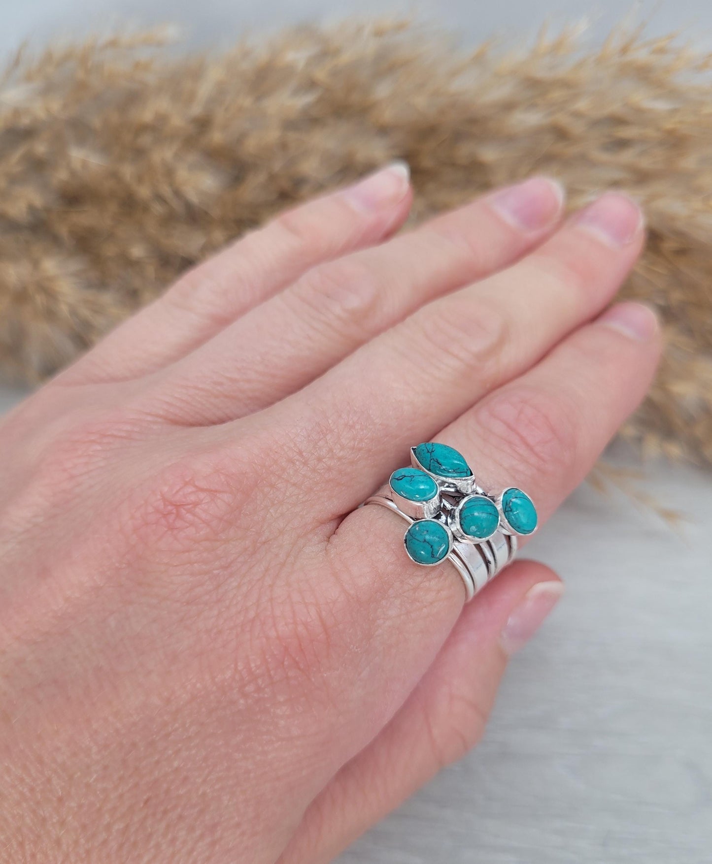 Silver turquoise ring / Stackable rings / Healing jewellery / Silver ring / Bohemian / Boho / Ethnic
