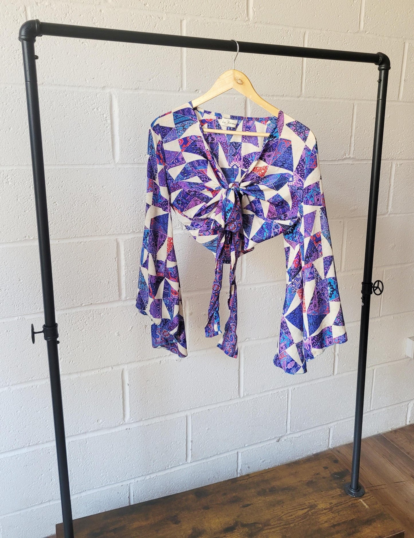 Bohemian bamboo silk wrap top / Wrap top / Bamboo silk / Festival / Bell sleeves / Kaftan top / Hippie / Cover up / Tie Top
