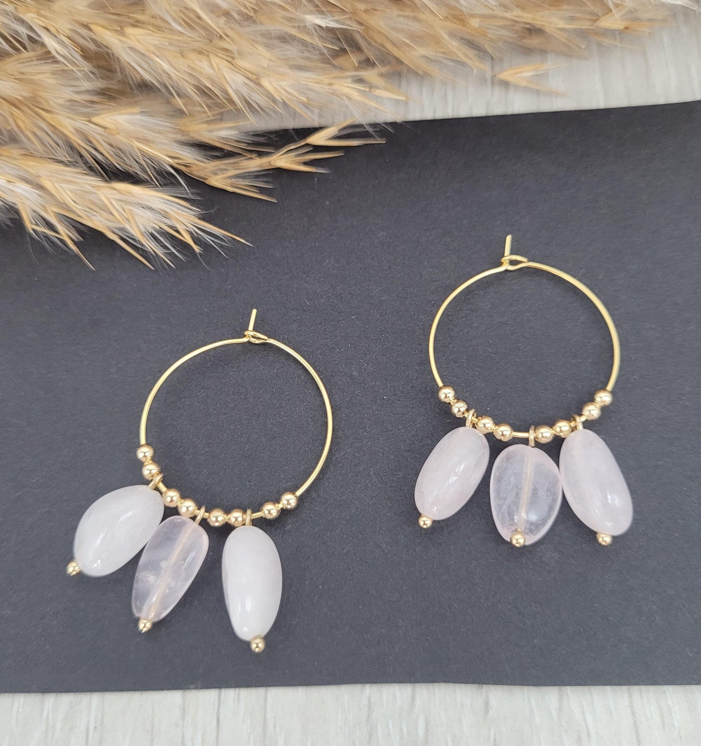 Gold hoops / Malachite / Hoop earrings / 18k gold plated / Gift / Crystal / Wedding / Bridesmaid