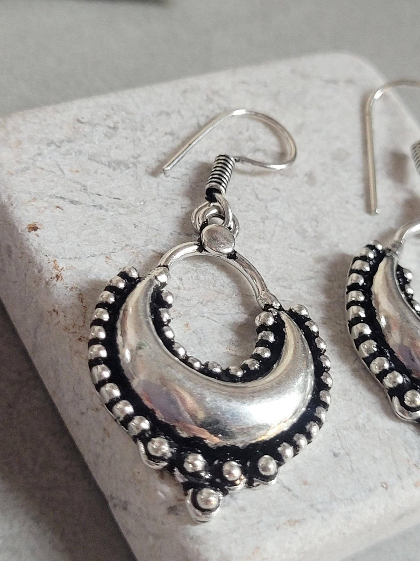 Dangle silver earrings / Bohemian gift for her / Silver plated earrings