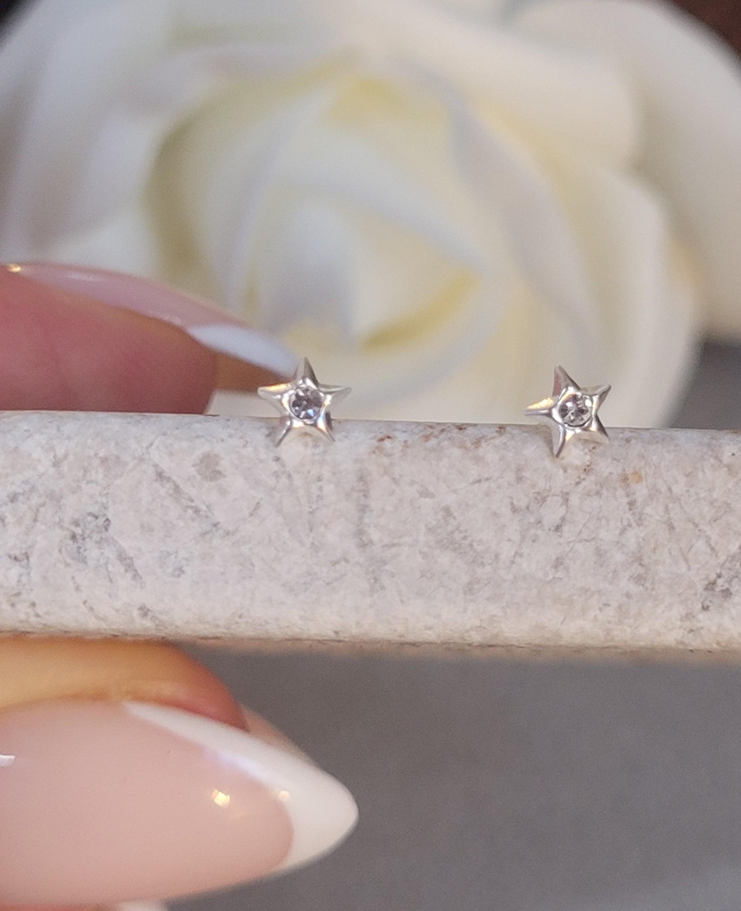 Sterling silver star stud / Gift for her