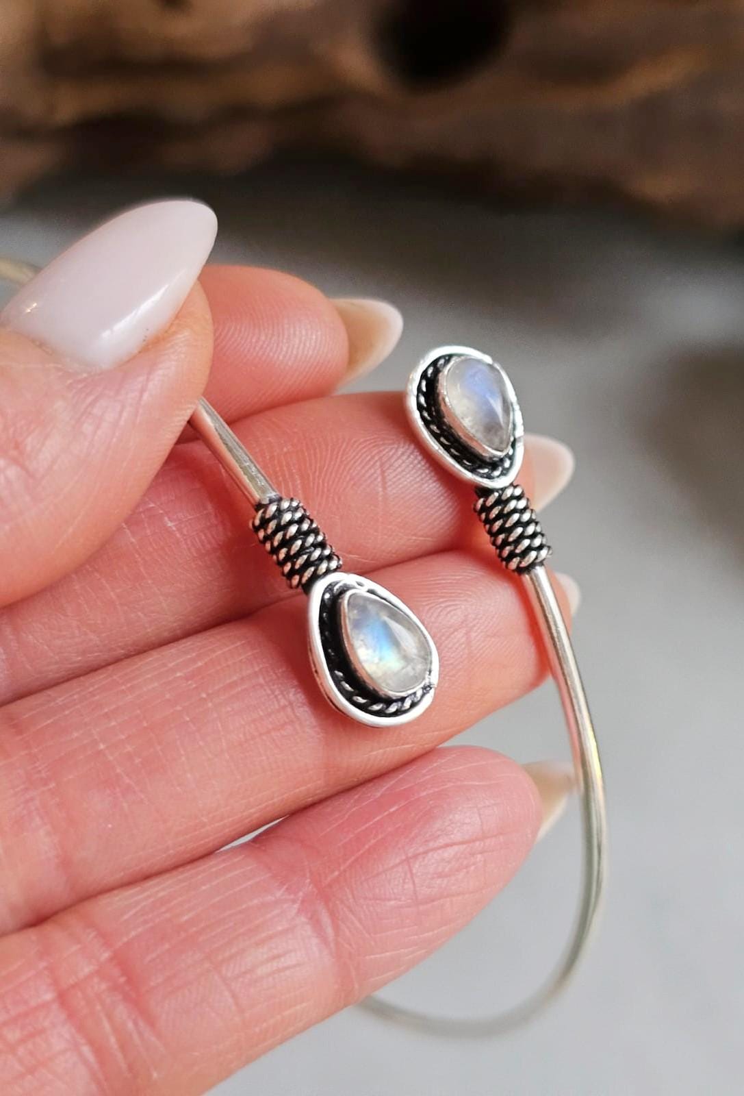 Silver Upper Arm Bracelet, Boho Arm Cuff, Moonstone Armlet, Silver Plated Arm Bracelet, Tribal Arm Cuff, Bohemian Jewellery