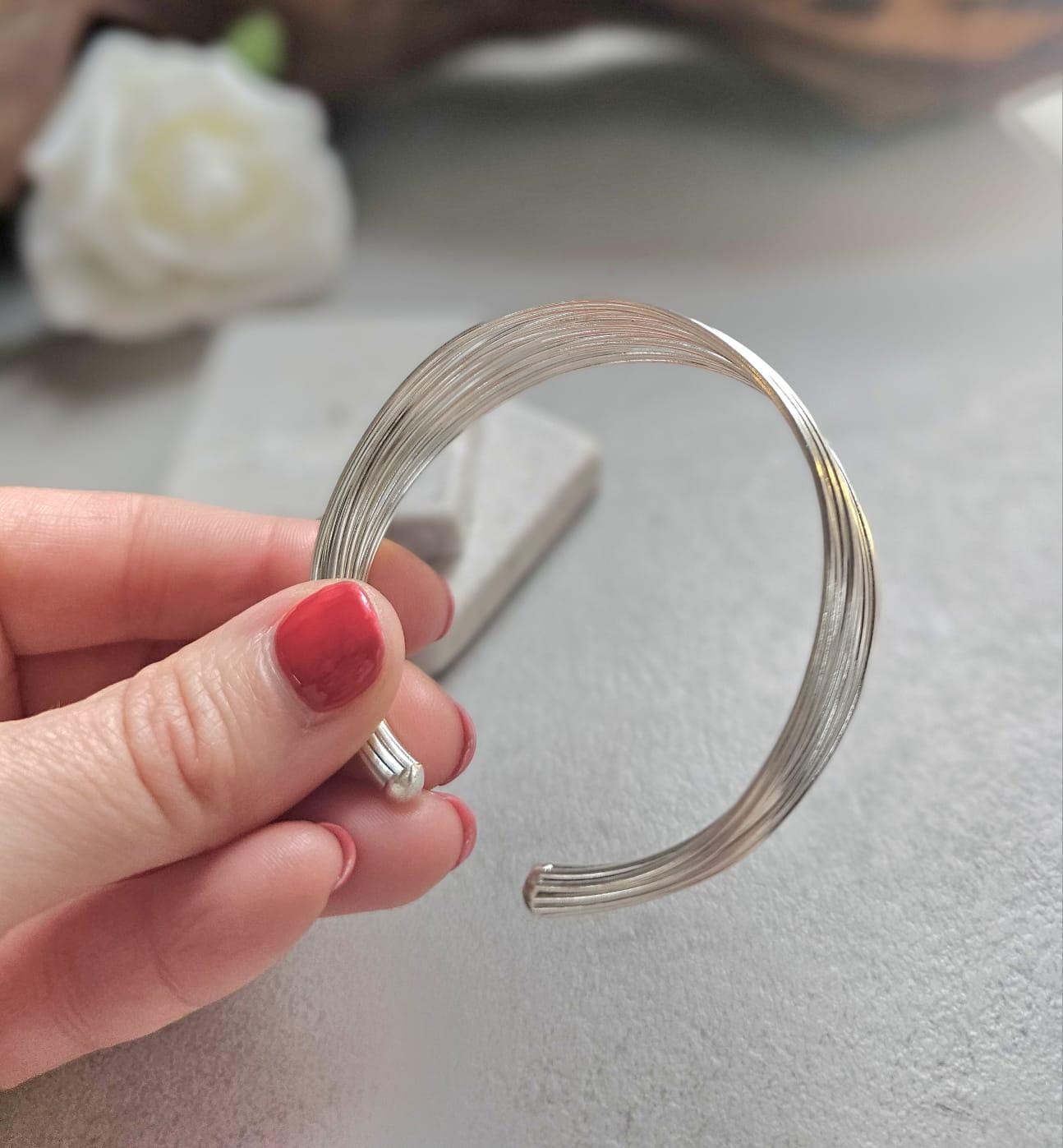 Silver Plated Cuff Bracelet, Multi Wire Cuff Bracelet, Minimalist Silver Bangle, Nickel Free Hypoallergenic Bracelet, Adjustable
