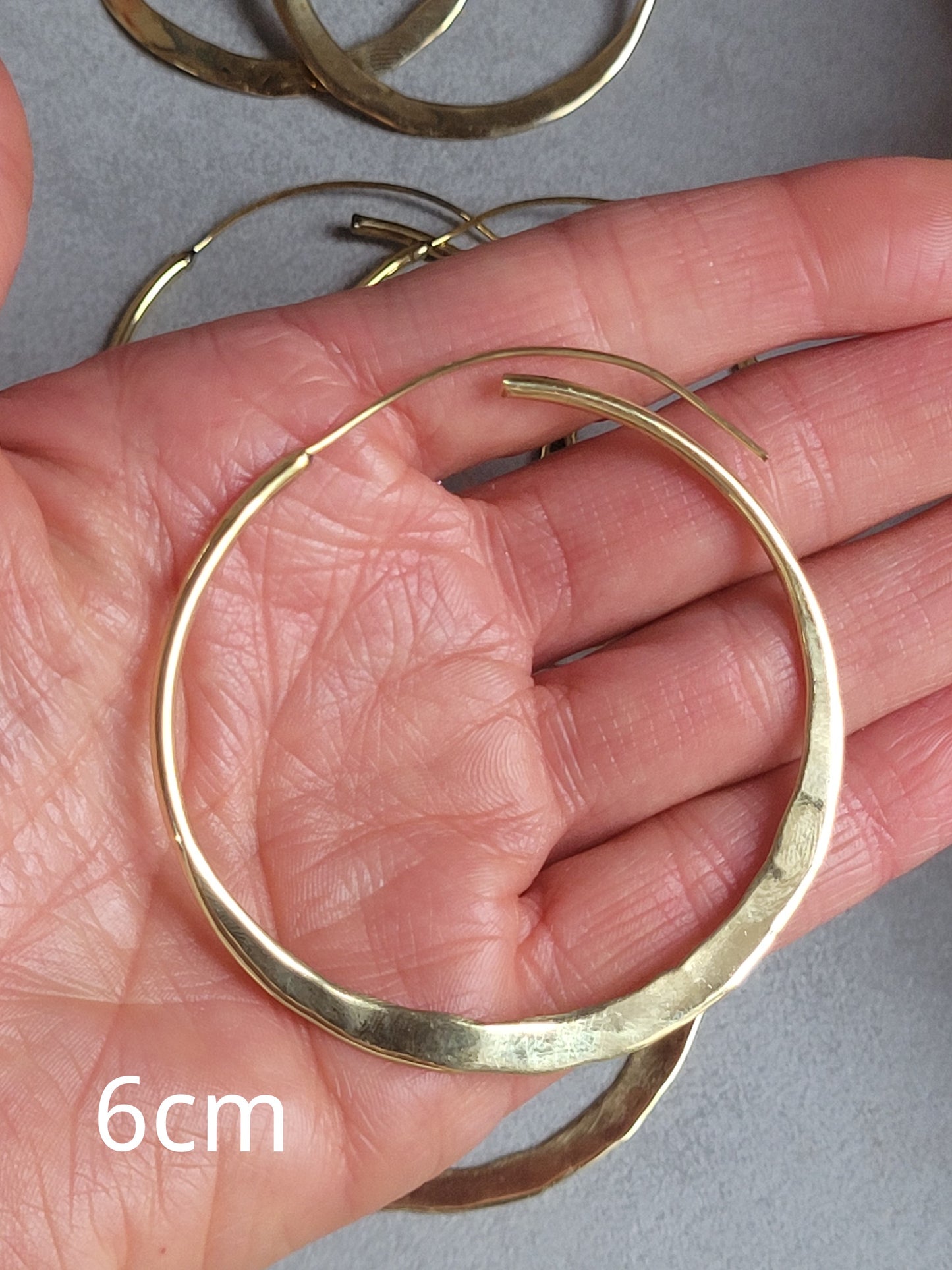 Brass hammered hoops / Hoop earrings / Small hoops / Large hoops / Hippie / Unique / Free shipping
