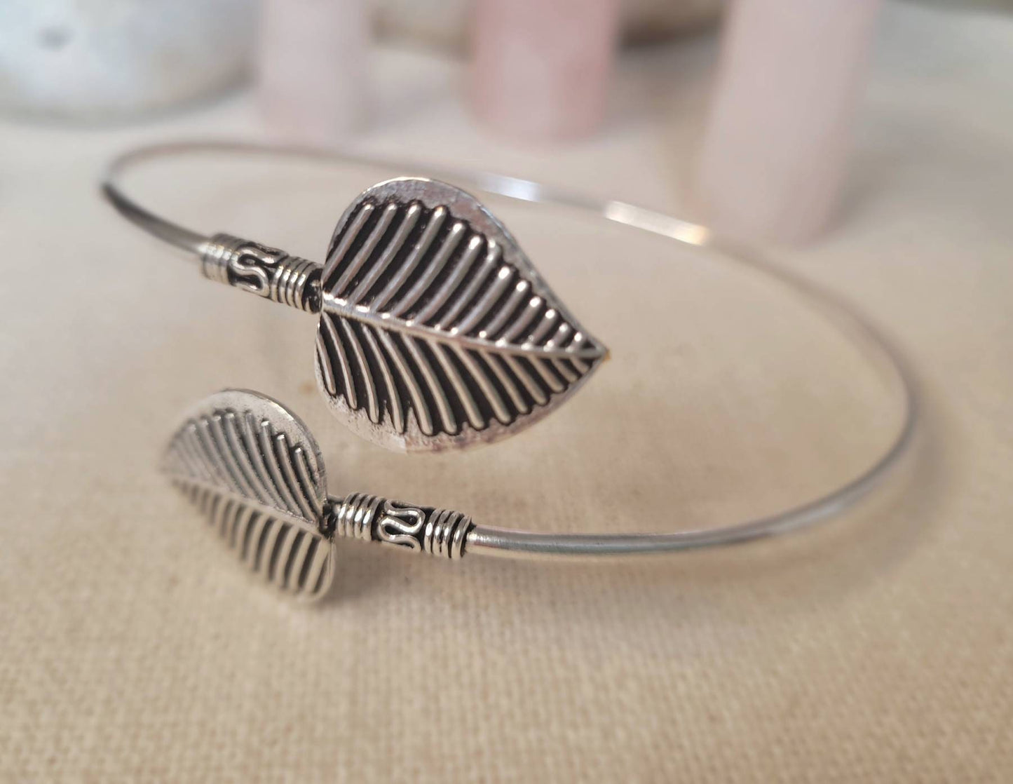 Silver upper arm leaf bracelet,upper arm bracelet,silver bracelet, silver bohemian bracelet,gift for her,free shipping