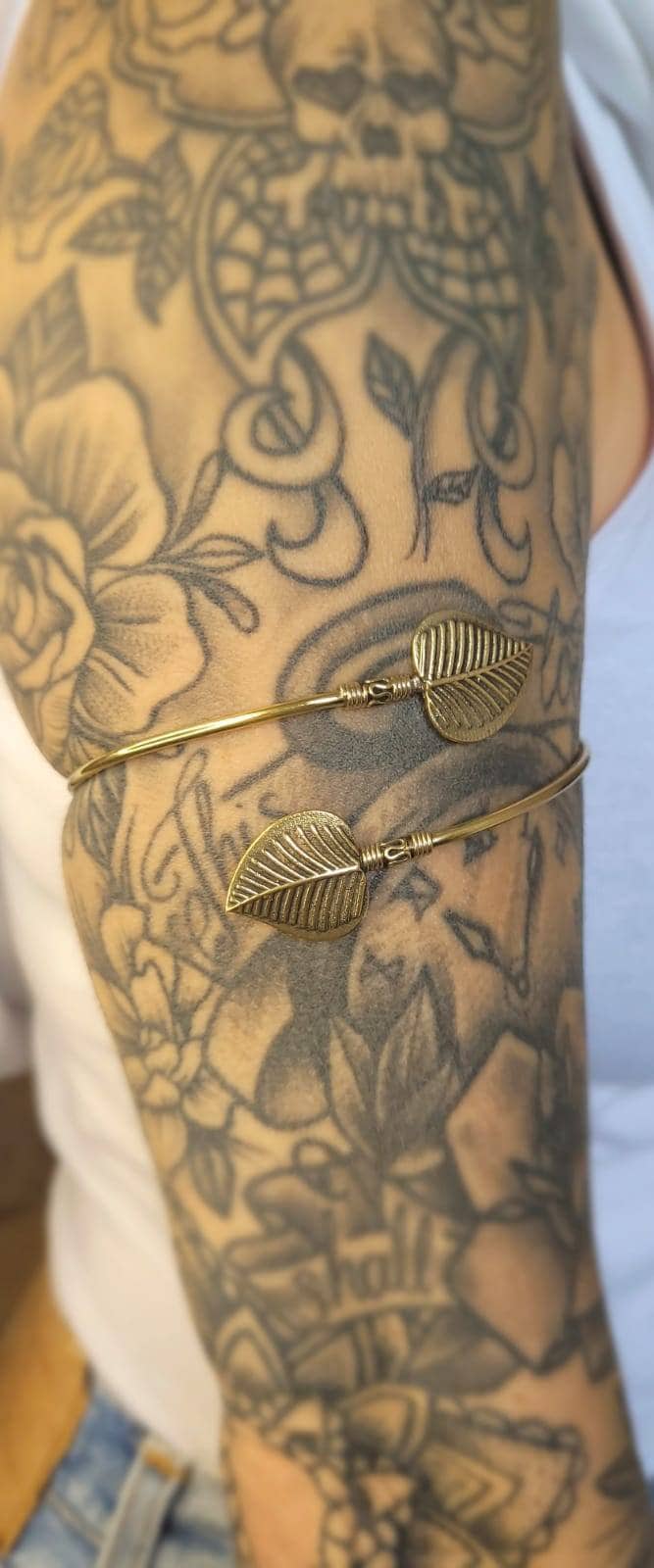 Raw brass upper arm leaf bracelet,upper arm bracelet,silver bracelet, brass bohemian bracelet,gift for her,free shipping