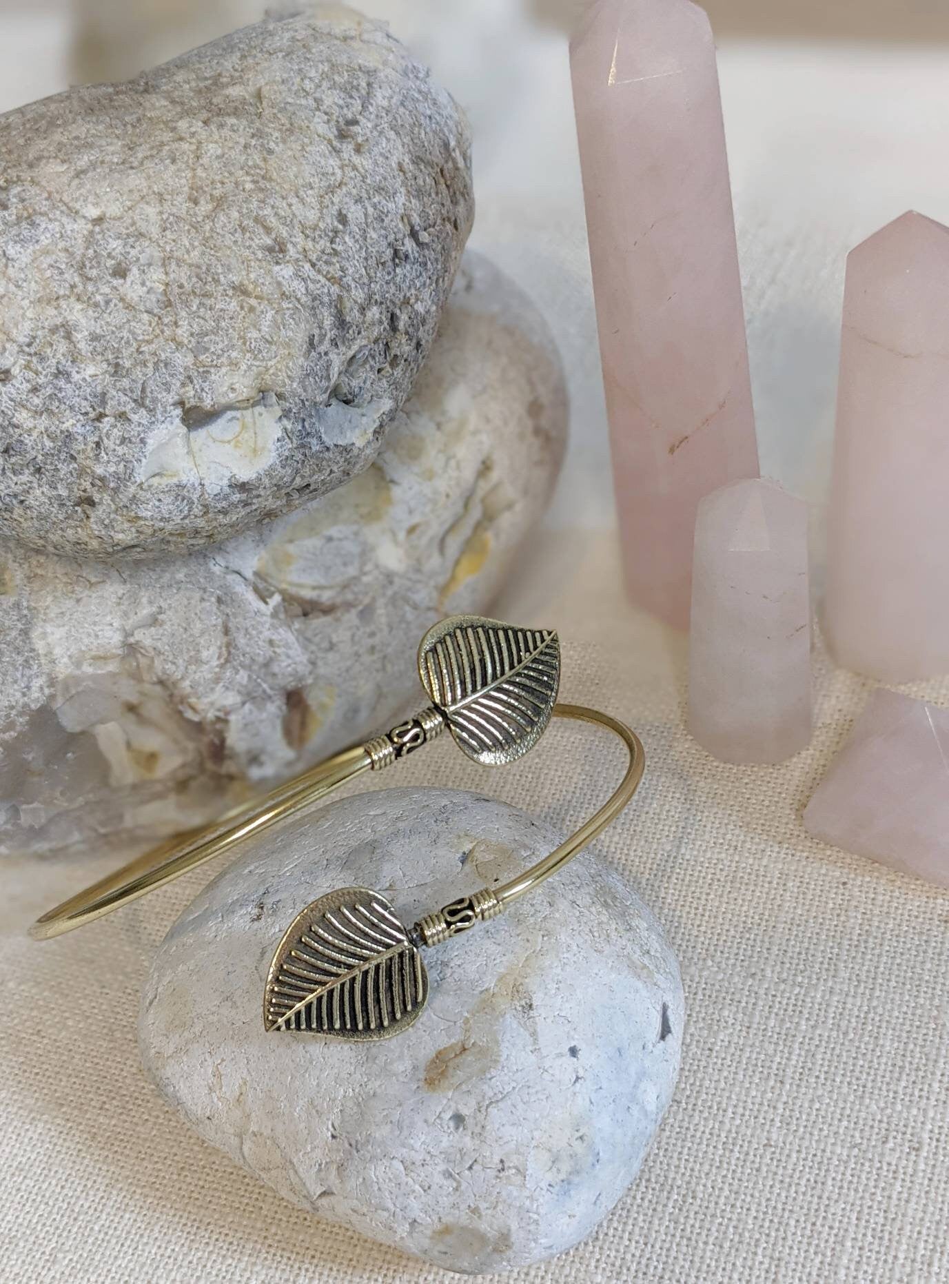 Raw brass upper arm leaf bracelet,upper arm bracelet,silver bracelet, brass bohemian bracelet,gift for her,free shipping