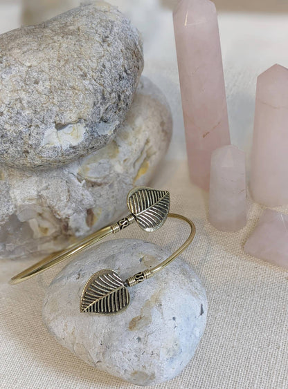 Raw brass upper arm leaf bracelet,upper arm bracelet,silver bracelet, brass bohemian bracelet,gift for her,free shipping