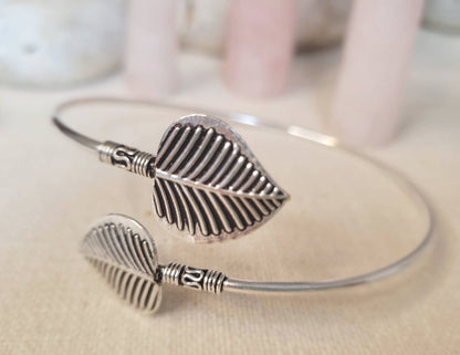 Silver upper arm leaf bracelet,upper arm bracelet,silver bracelet, silver bohemian bracelet,gift for her,free shipping