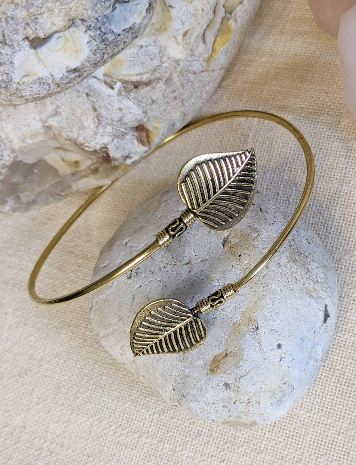 Raw brass upper arm leaf bracelet,upper arm bracelet,silver bracelet, brass bohemian bracelet,gift for her,free shipping