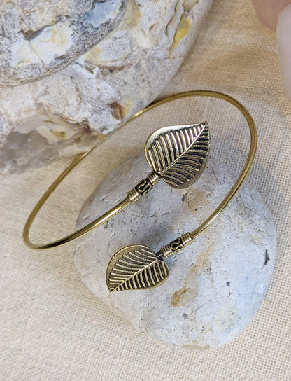 Raw brass upper arm leaf bracelet,upper arm bracelet,silver bracelet, brass bohemian bracelet,gift for her,free shipping