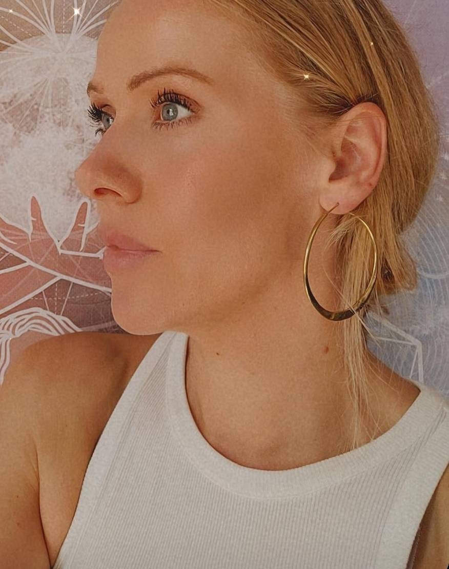 Hammered Brass Spiral Hoop Earrings: Large Boho Jewelry