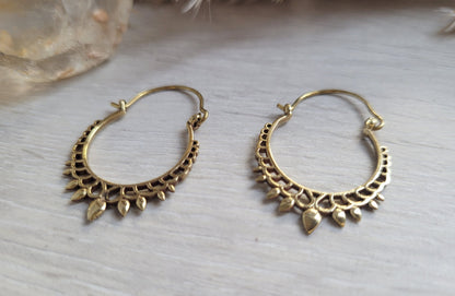 Small aura golden hoops / Boho / Bohemian / Cute / Detailed / Minimal / Gypsy / Dainty / Yoga jewellery