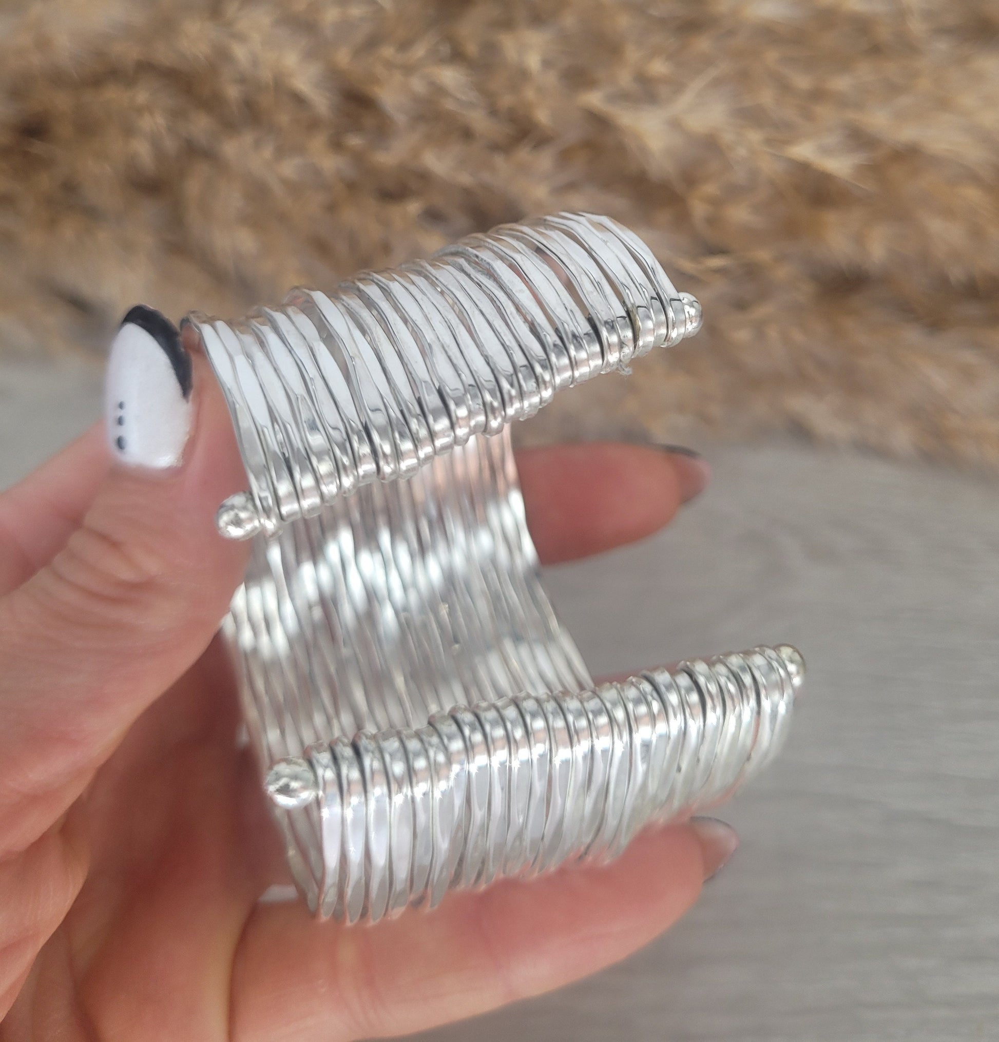 Silver cuff bracelet / Statement jewellery / Boho style / Bohemian / Gift / Hippie / Tribal / Free uk shipping / Cuff arm bracelet