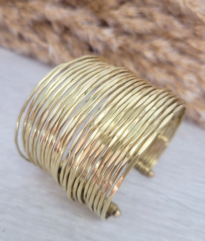 Gold cuff bracelet / Brass bracelet / Unique / Statement / Bohemian / Boho / Ethnic / Festival / Gift / Hammered jewellery / Textured