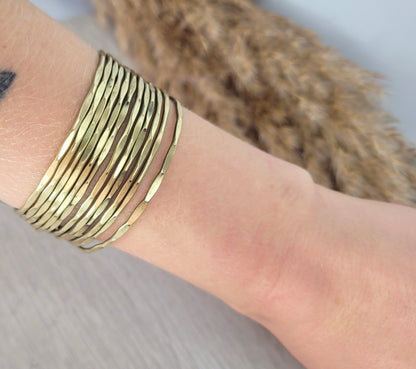 Textured Brass Cuff Bracelet: Adjustable Bohemian Statement Jewelry