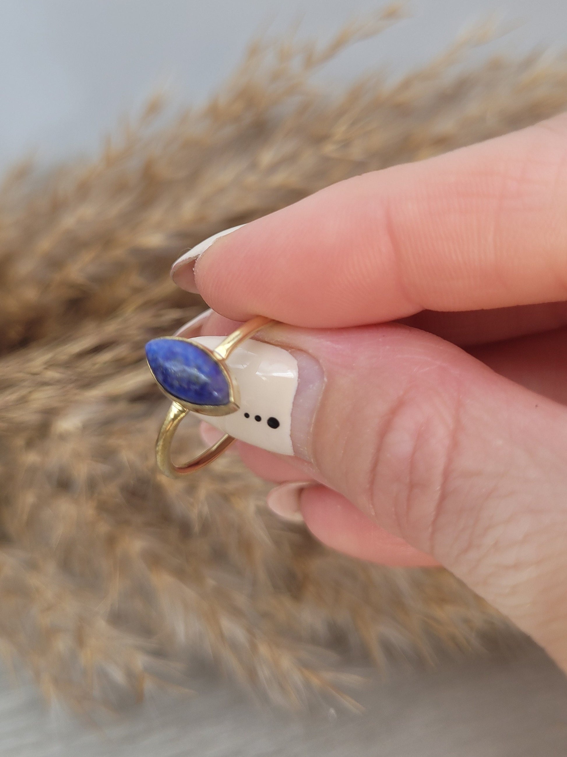Gold minimalist ring / Lapislazuli jewellery / / Boho / Bohemian / Ethnic / Pretty / Hippie