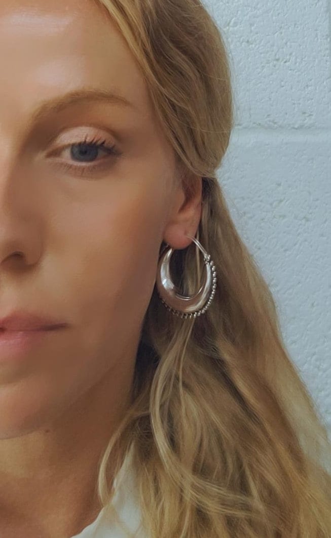 Silver chunky lightweight hoops / Small hoops / Large earrings / Gypsy / Bohemian / Boho / Ethnic hoops