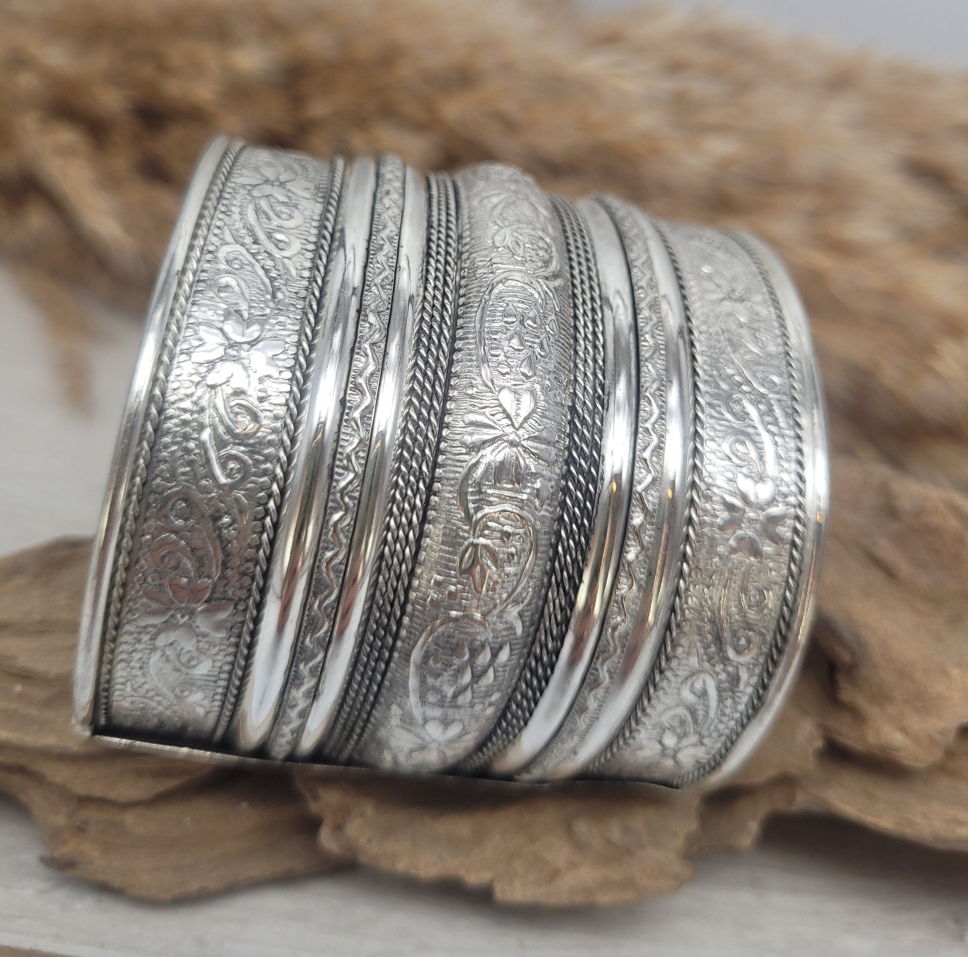Silver detailed cuff bracelet / Cuff / Bohemian / Boho / Statement / Unique / Tribal