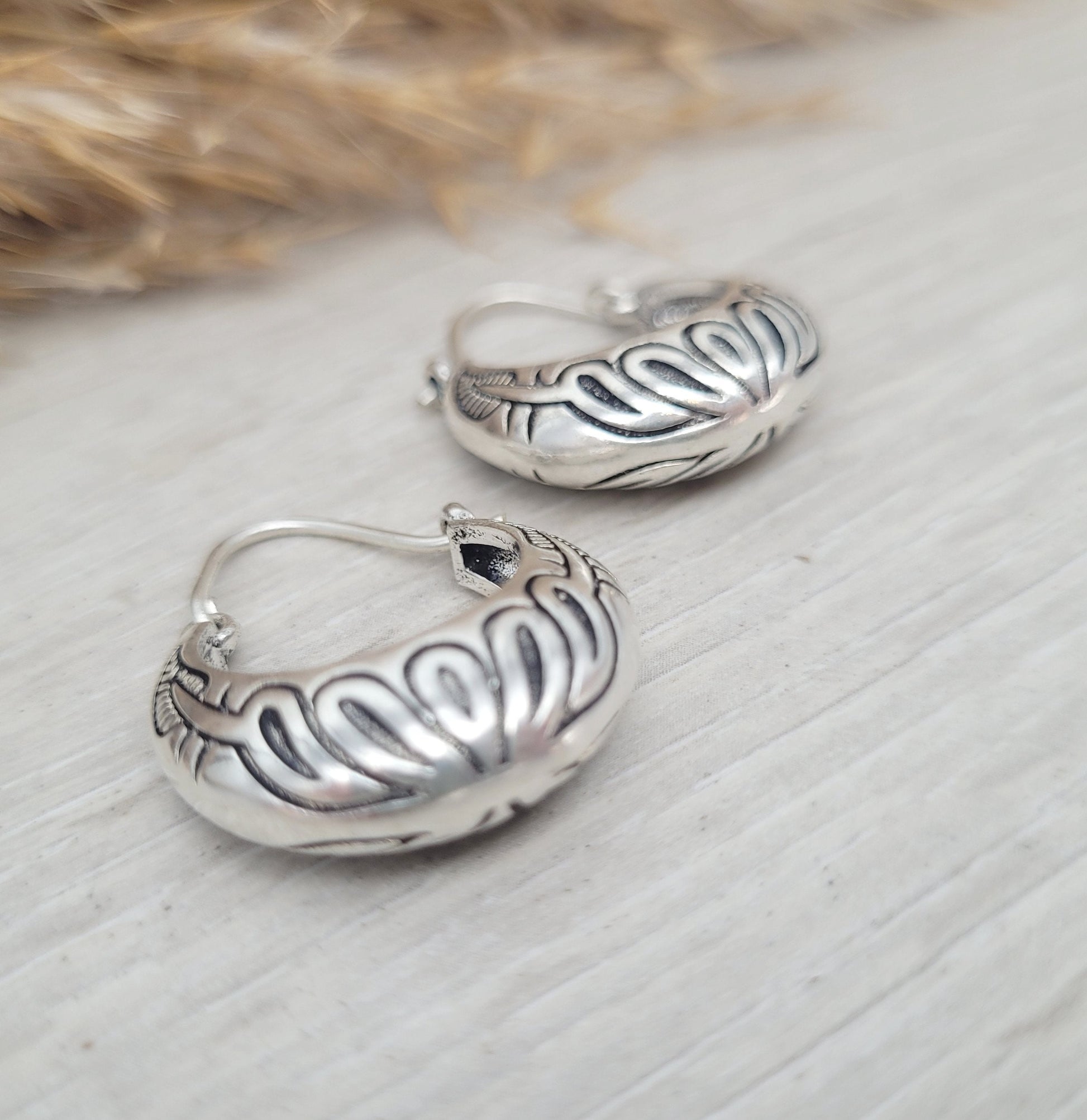 Silver detailed hoops / Hoop earrings / Gypsy / Bohemian / Boho / Unique design / Hippie / Free shipping
