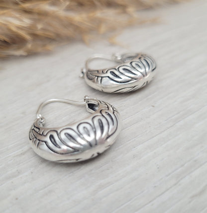 Silver detailed hoops / Hoop earrings / Gypsy / Bohemian / Boho / Unique design / Hippie / Free shipping