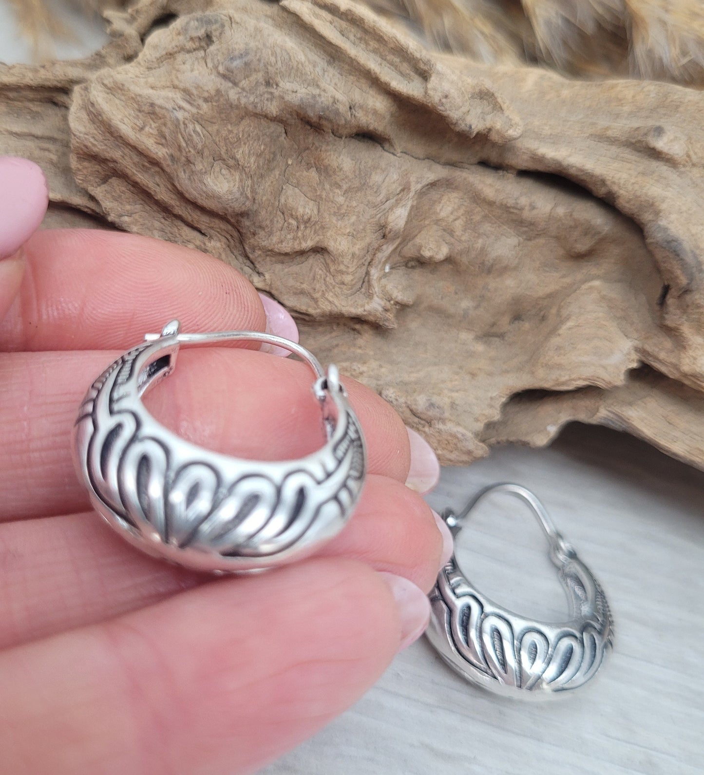 Silver detailed hoops / Hoop earrings / Gypsy / Bohemian / Boho / Unique design / Hippie / Free shipping