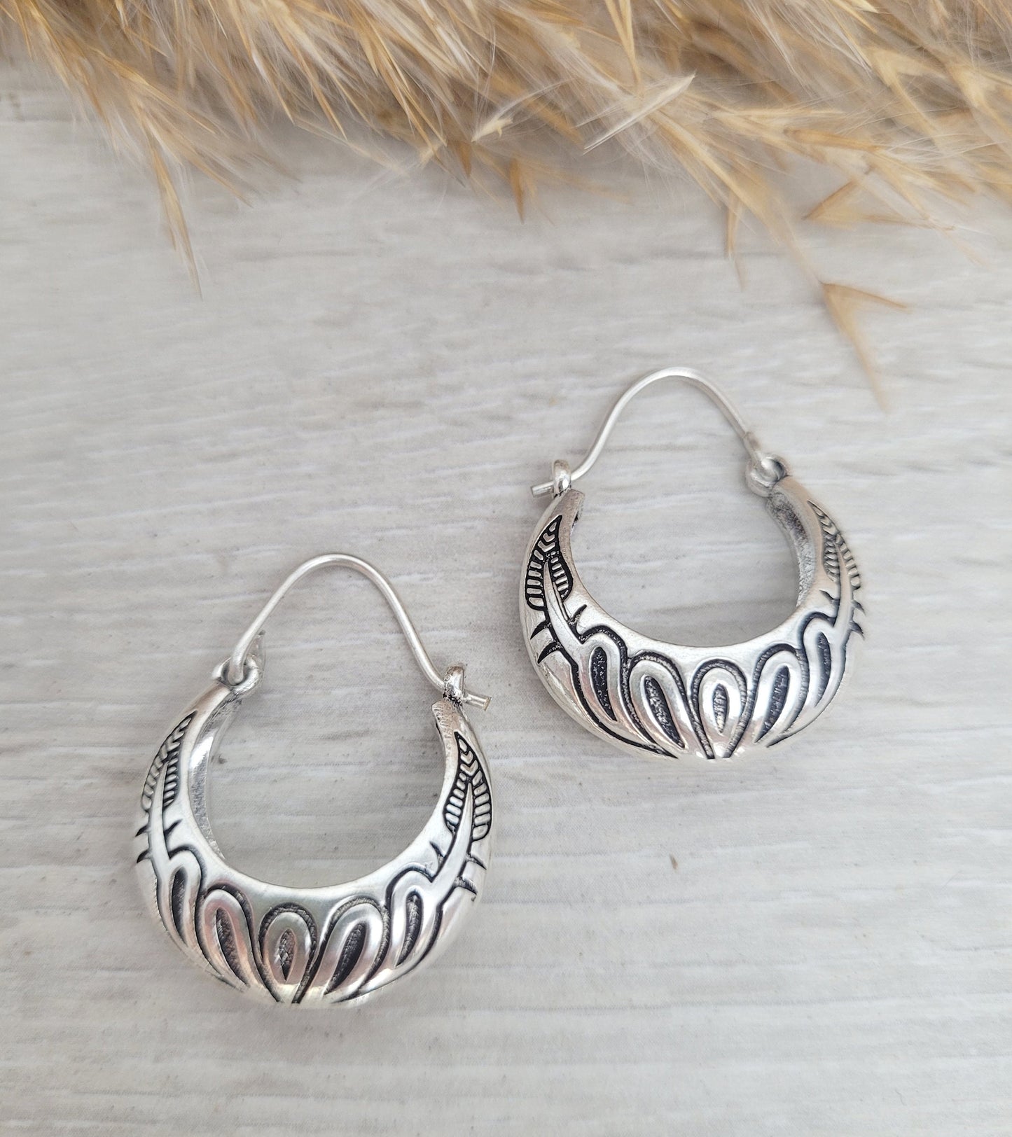 Silver detailed hoops / Hoop earrings / Gypsy / Bohemian / Boho / Unique design / Hippie / Free shipping