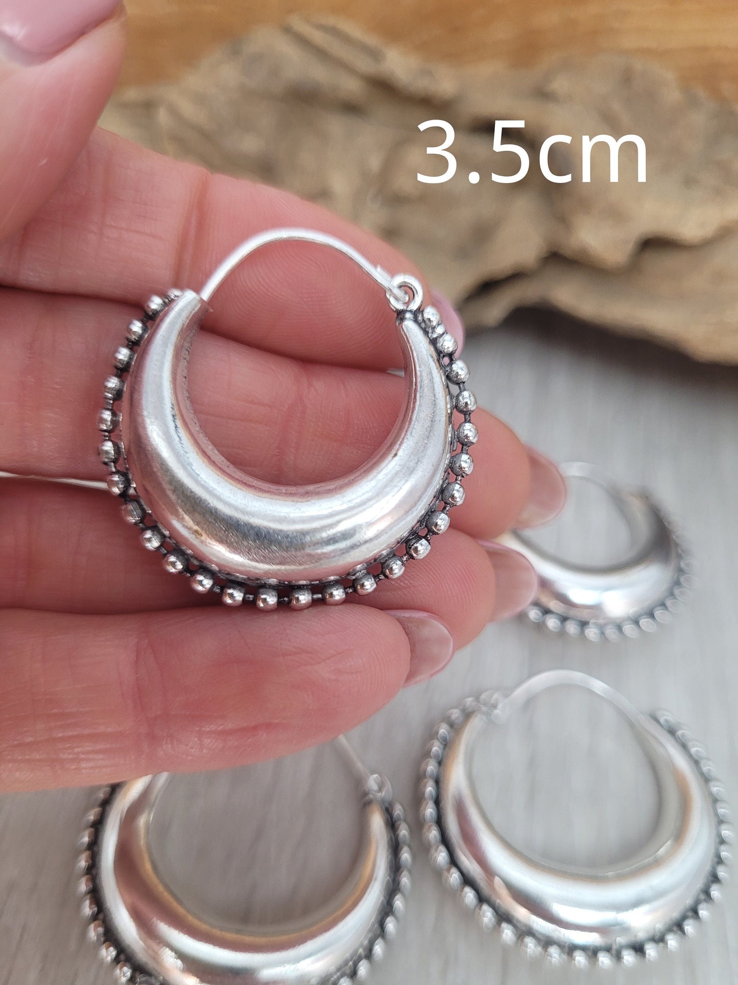 Silver chunky lightweight hoops / Small hoops / Large earrings / Gypsy / Bohemian / Boho / Ethnic hoops