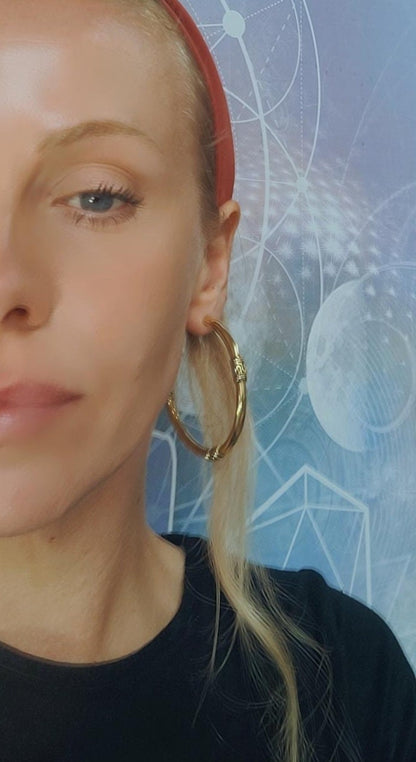 Brass bali hoops / Hoop earrings / Detailed hoops / Ethnic / Hippie / Tribal / Gold / Gypsy