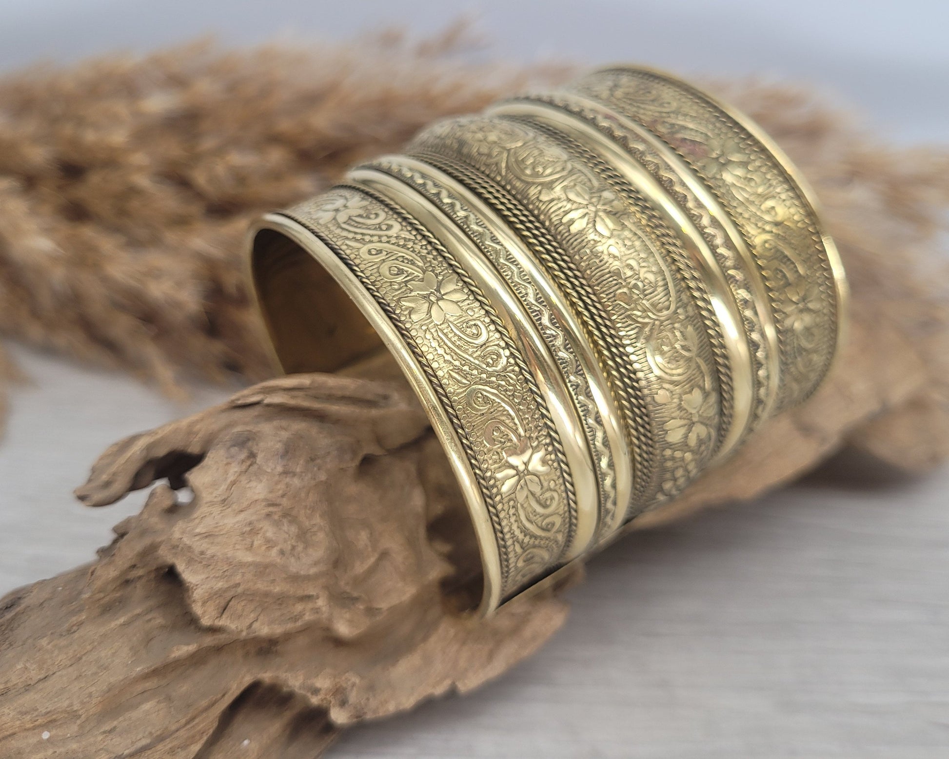 Large gold detailed cuff bracelet /Gold bracele / Cuff bracelet /Unisex bracelet / Boho /Bohemian / Cuff / Large bracelet/Ethnic / Tribal