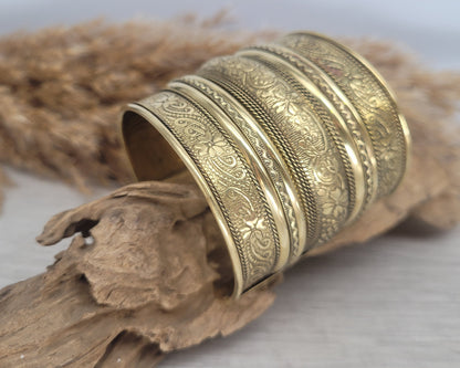 Large gold detailed cuff bracelet /Gold bracele / Cuff bracelet /Unisex bracelet / Boho /Bohemian / Cuff / Large bracelet/Ethnic / Tribal