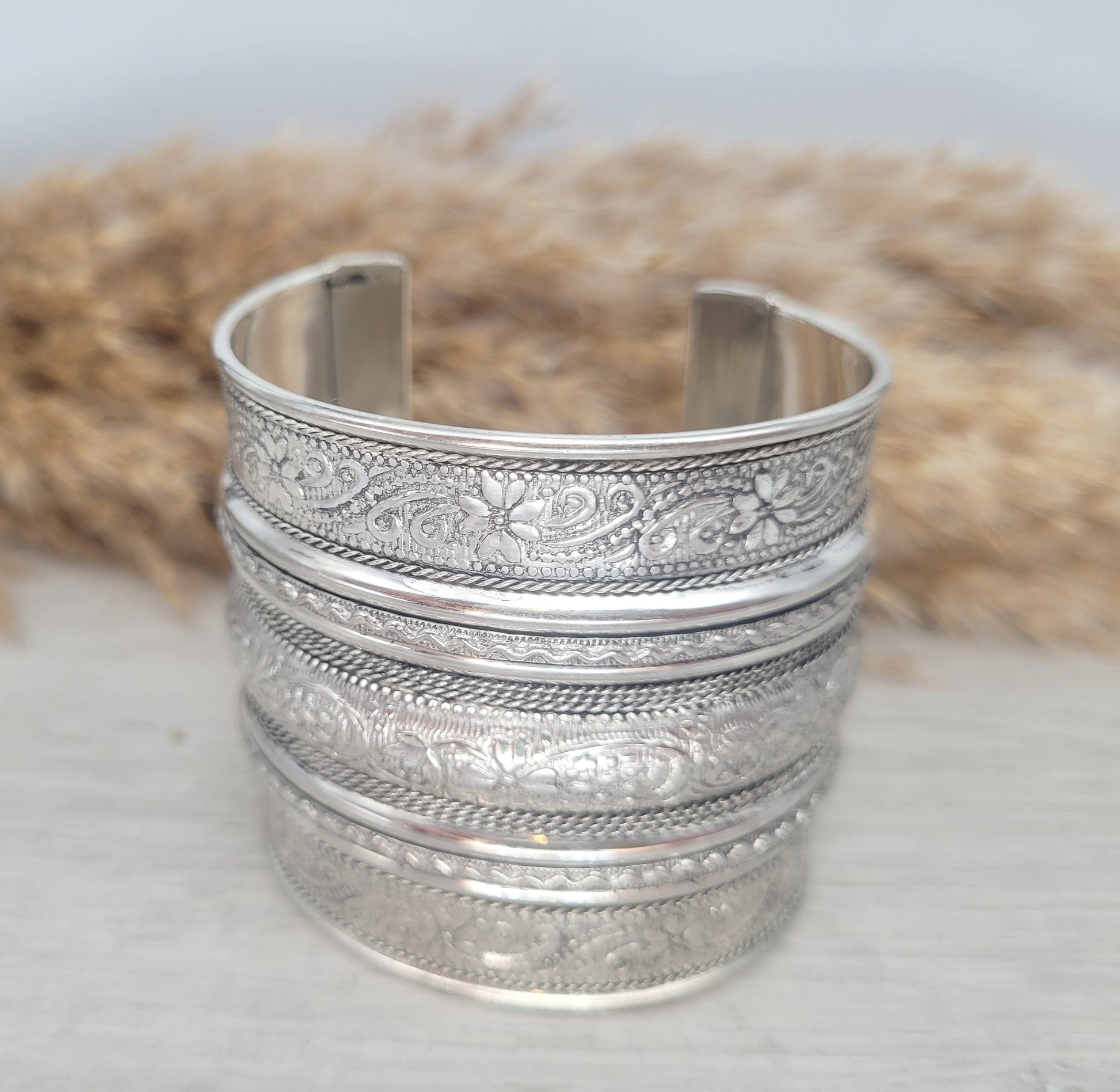 Silver detailed cuff bracelet / Cuff / Bohemian / Boho / Statement / Unique / Tribal