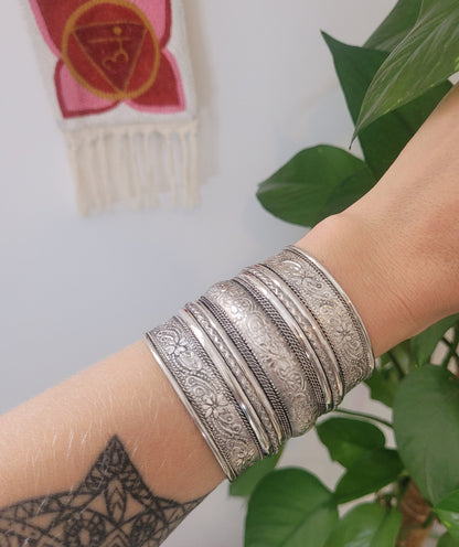 Silver detailed cuff bracelet / Cuff / Bohemian / Boho / Statement / Unique / Tribal
