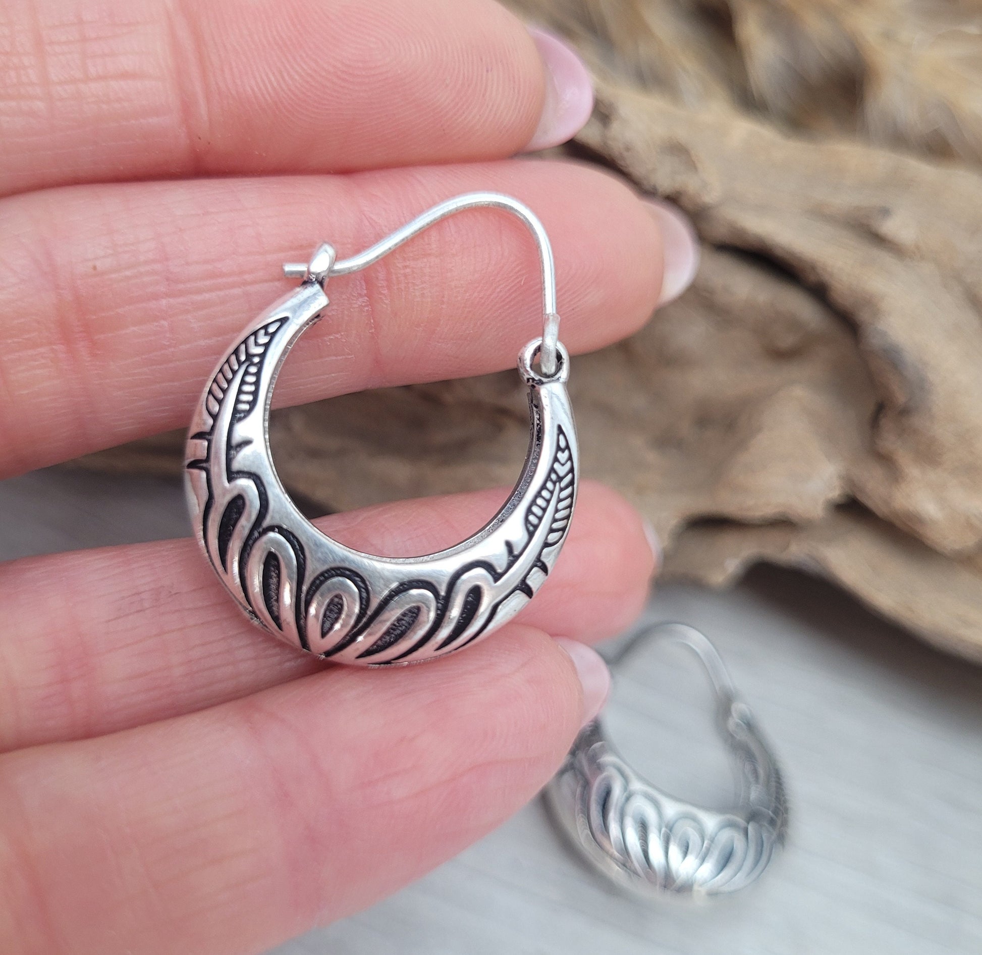 Silver detailed hoops / Hoop earrings / Gypsy / Bohemian / Boho / Unique design / Hippie / Free shipping