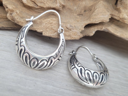 Silver detailed hoops / Hoop earrings / Gypsy / Bohemian / Boho / Unique design / Hippie / Free shipping