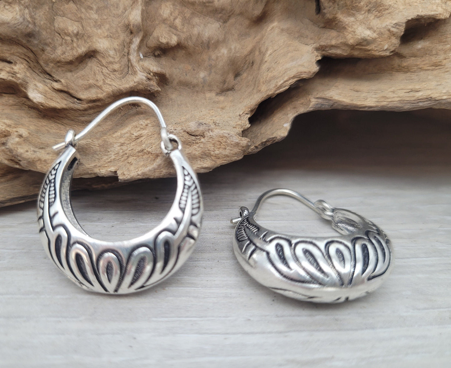 Silver detailed hoops / Hoop earrings / Gypsy / Bohemian / Boho / Unique design / Hippie / Free shipping