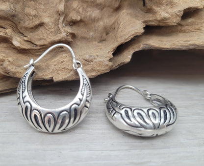 Silver detailed hoops / Hoop earrings / Gypsy / Bohemian / Boho / Unique design / Hippie / Free shipping