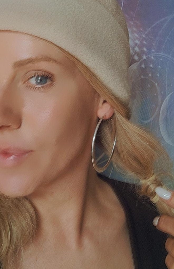 Silver hammered hoops / Hoop earrings / Small hoops / Large hoops / Hippie / Unique / Free shipping