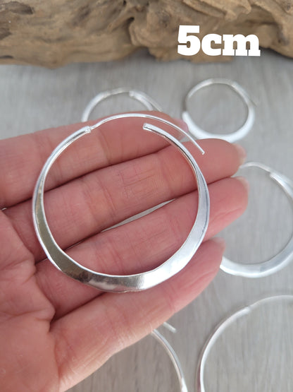 Silver hammered hoops / Hoop earrings / Small hoops / Large hoops / Hippie / Unique / Free shipping