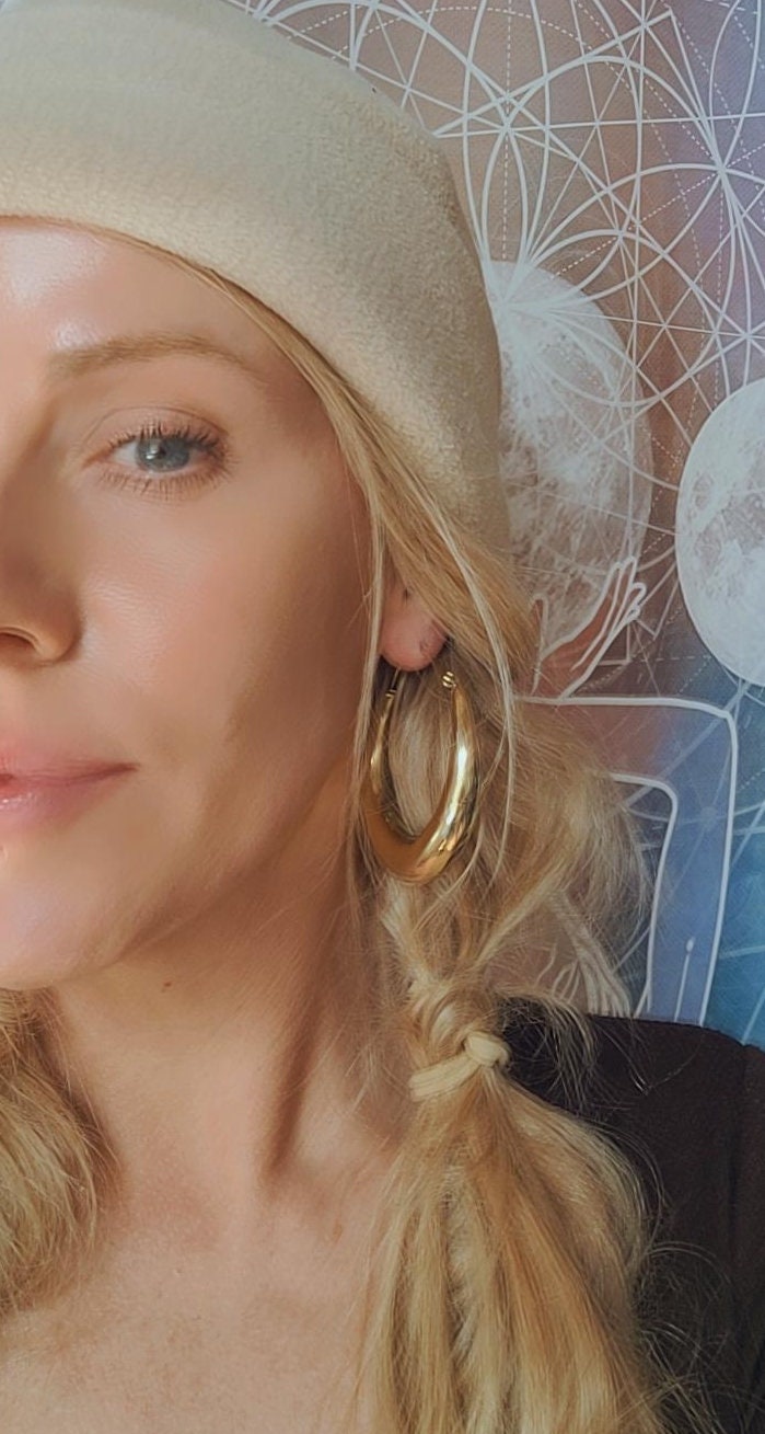 Brass hoop earrings / Classic hoops / Chunky earrings/ Simple jewellery / Unique / Hippie / Free shipping