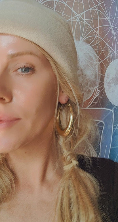 Brass hoop earrings / Classic hoops / Chunky earrings/ Simple jewellery / Unique / Hippie / Free shipping