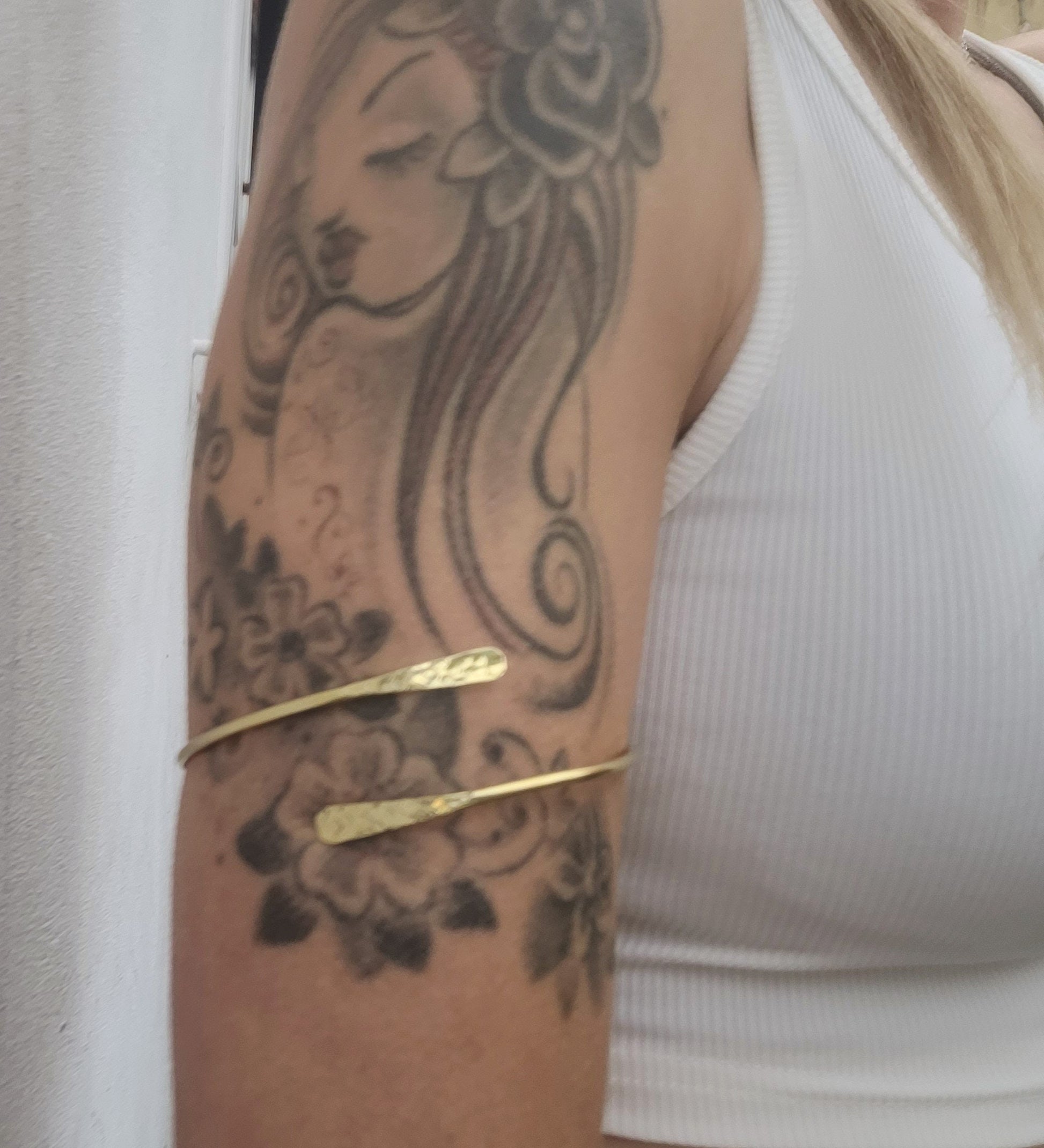 Brass Upper arm bracelet / Top arm band / Hammered jewellery / Handmade / Gold bracelet / Bohemian / Boho / Free shipping