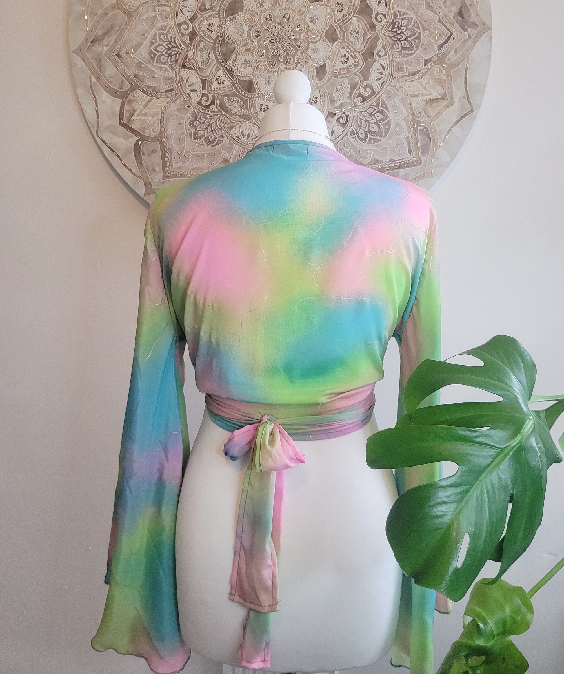 Wrap top / Bohemian / Bamboo silk wrap top / Wrap top / Bamboo silk / Summer Top / Rainbow / Bell sleeves / Kaftan top / Hippie