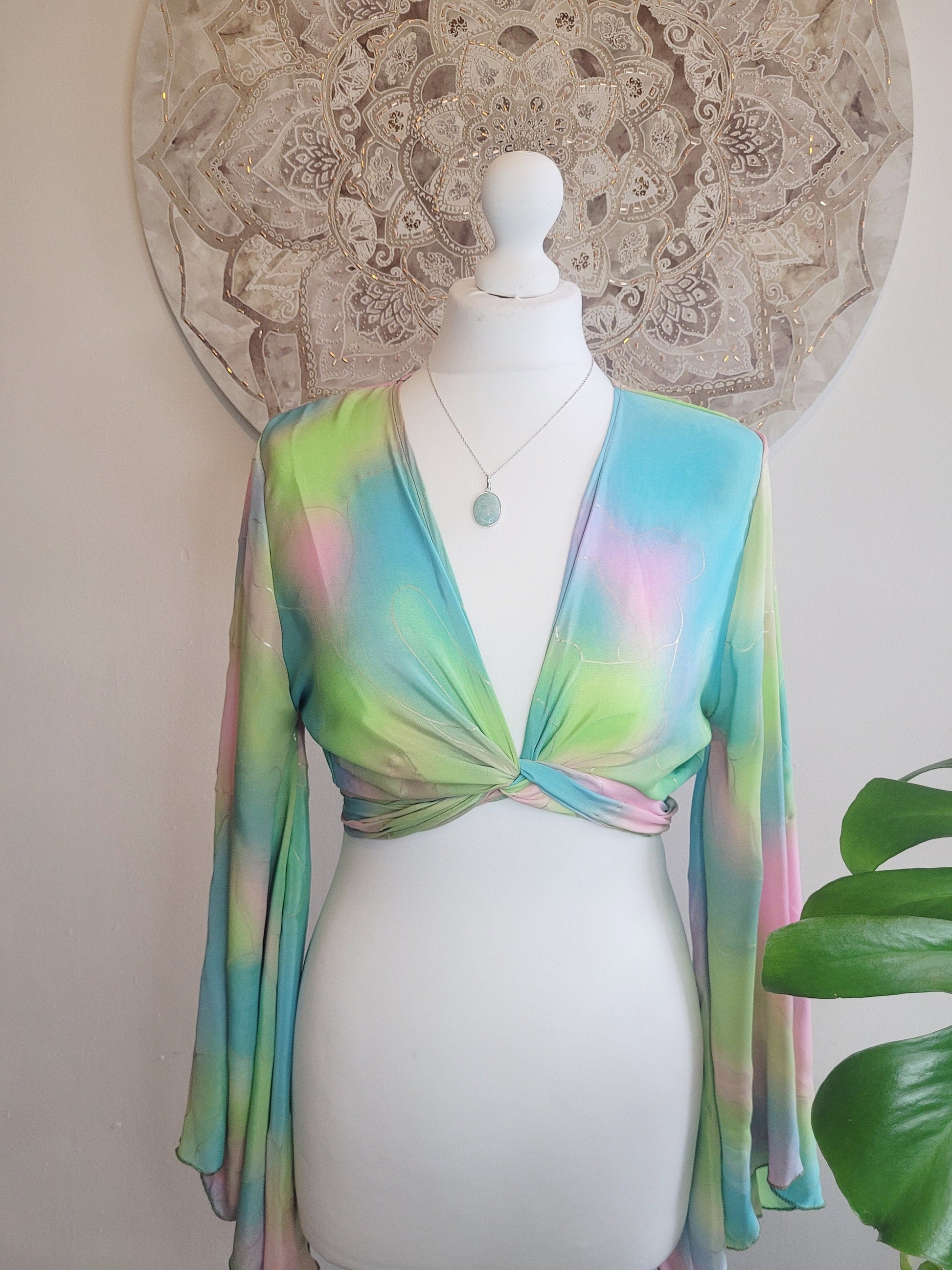 Wrap top / Bohemian / Bamboo silk wrap top / Wrap top / Bamboo silk / Summer Top / Rainbow / Bell sleeves / Kaftan top / Hippie