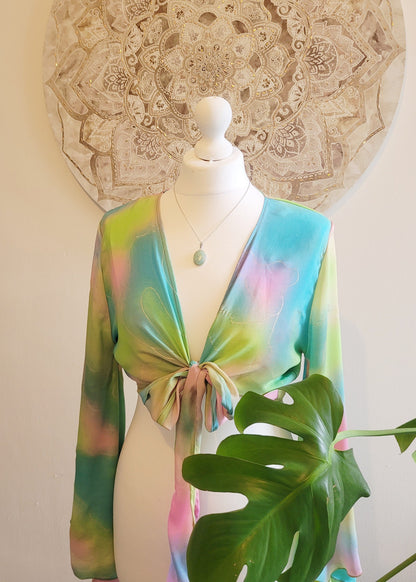 Wrap top / Bohemian / Bamboo silk wrap top / Wrap top / Bamboo silk / Summer Top / Rainbow / Bell sleeves / Kaftan top / Hippie
