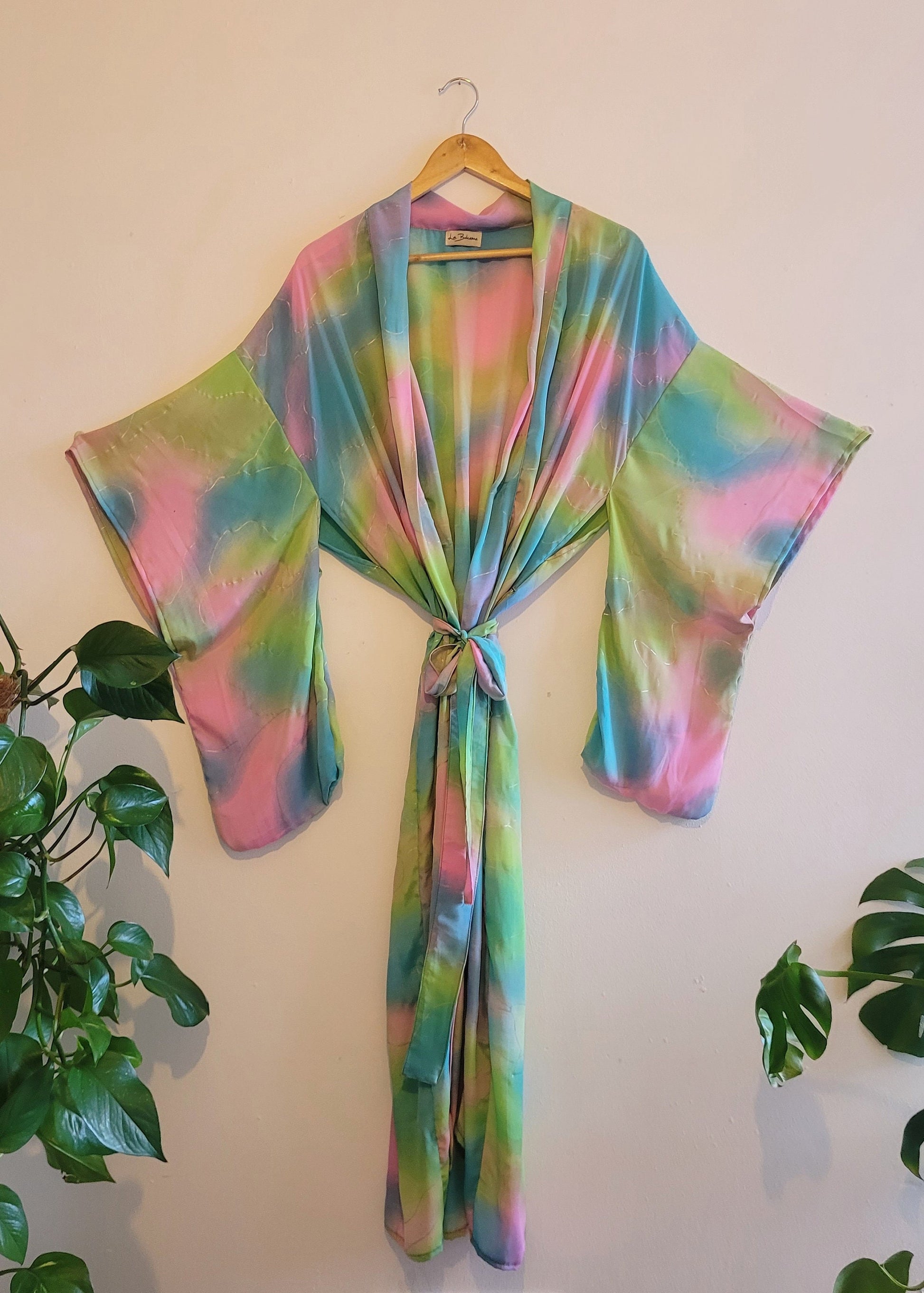 Handmade Bamboo Silk Kimono Robe: Bohemian Bridal Gift