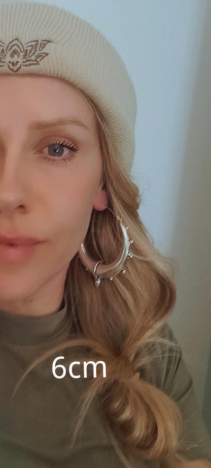 Silver chunky lightweight hoops / Big hoops / Large earrings / Gypsy / Bohemian / Boho / Ethnic hoops / Tribal