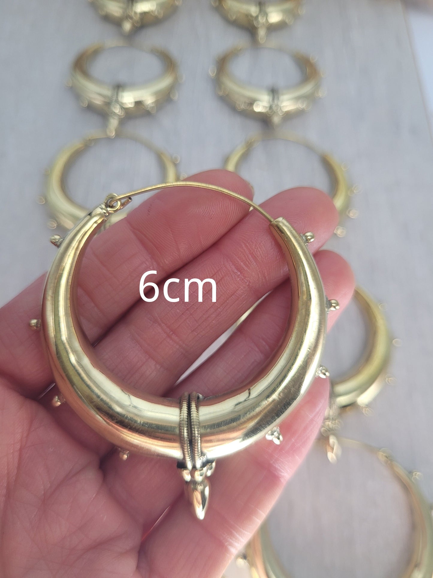 Brass chunky lightweight hoops / Big hoops / Large earrings / Gypsy / Bohemian / Boho / Ethnic hoops / Tribal / Minimal