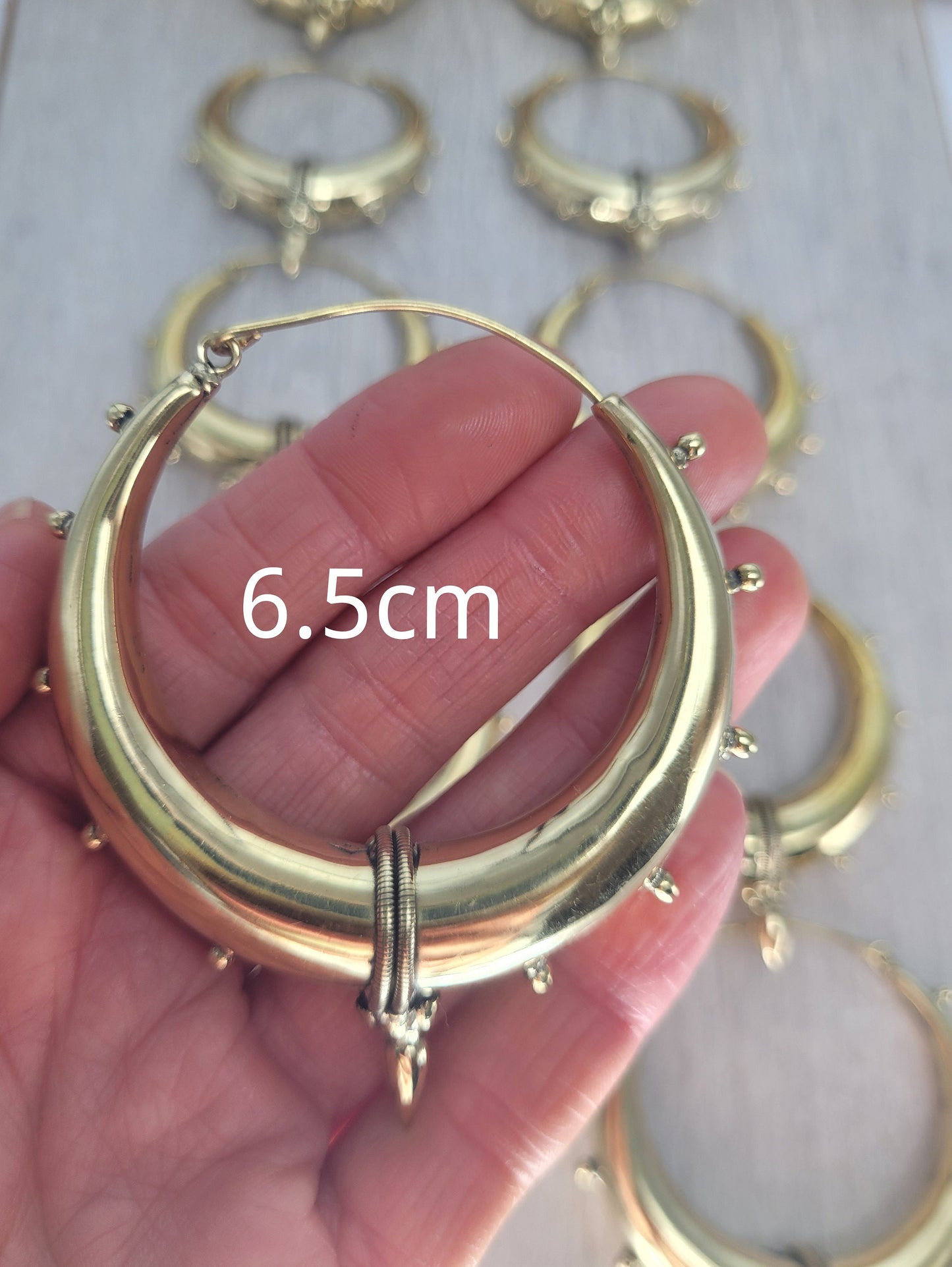 Brass chunky lightweight hoops / Big hoops / Large earrings / Gypsy / Bohemian / Boho / Ethnic hoops / Tribal / Minimal